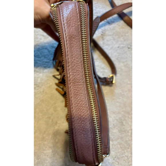 Fossil Sydney Fringe Crossbody Bag – Brown Pebbled Leather Boho Purse - Picture 2 of 8